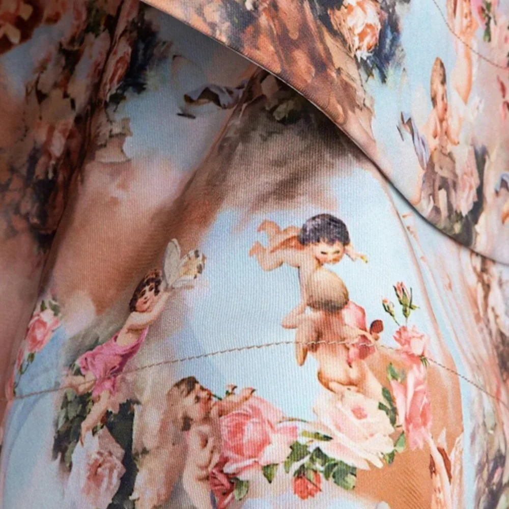 Couture Statement Maker! Figure & Floral Print Layer Hem Cami Mini Dress - Picture 5 of 7
